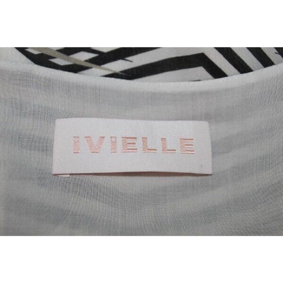 IVIELLE Sz 38 10 US White Tan Black Stripe Silk Maxi Dress Long Sleeve - Picture 2 of 10